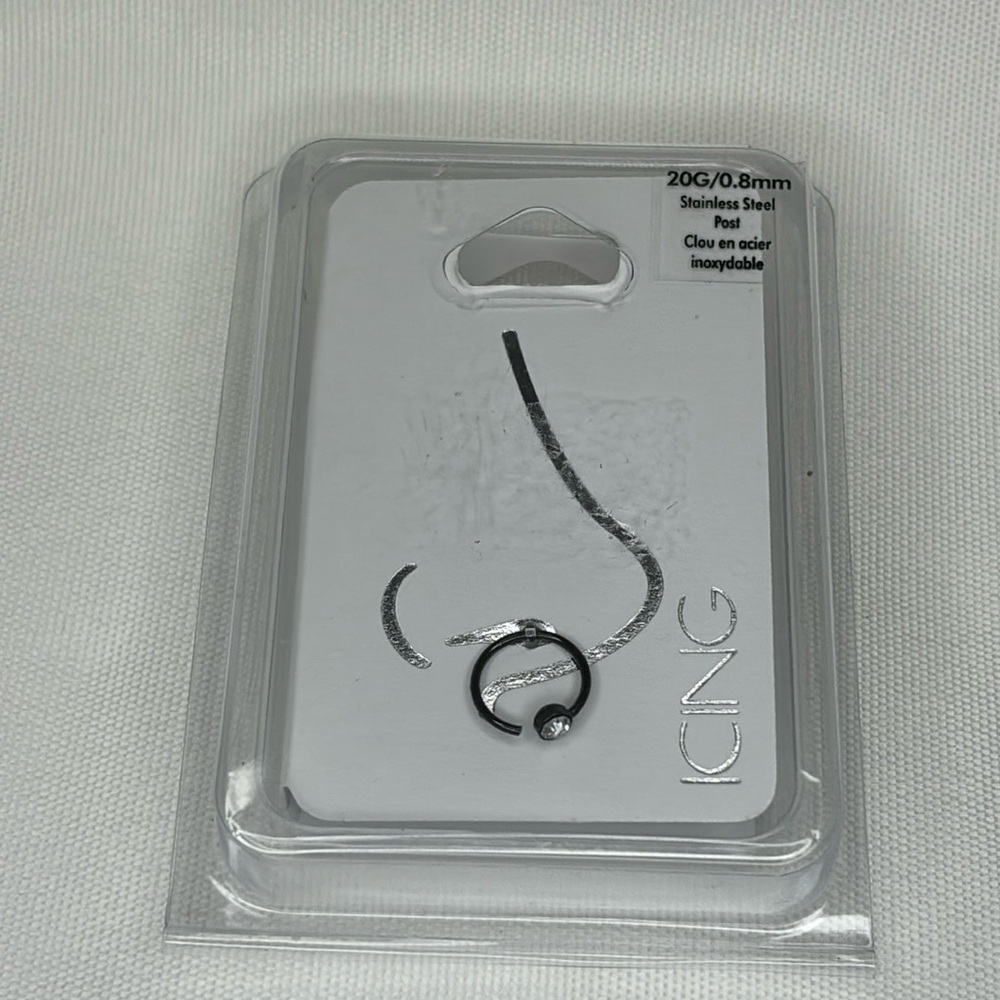 Icing Stainless Steel Nose Ring Black